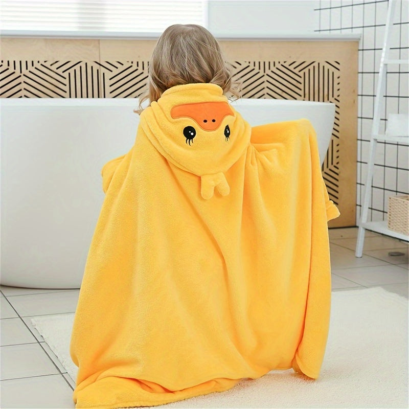 Baby Hooded Towel for Infants and Toddlers Cartoon Duck Pattern Ultra Soft and Absorbent 27.5 x 55 Inches