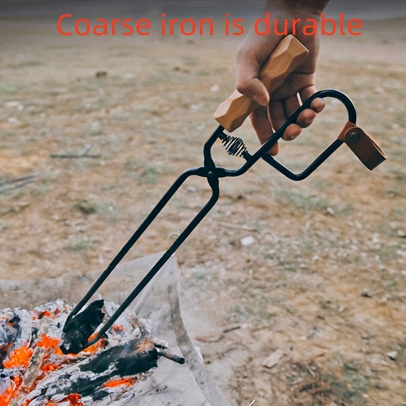 Iron BBQ Tongs Extra Long Heat-Resistant for Outdoor Grilling