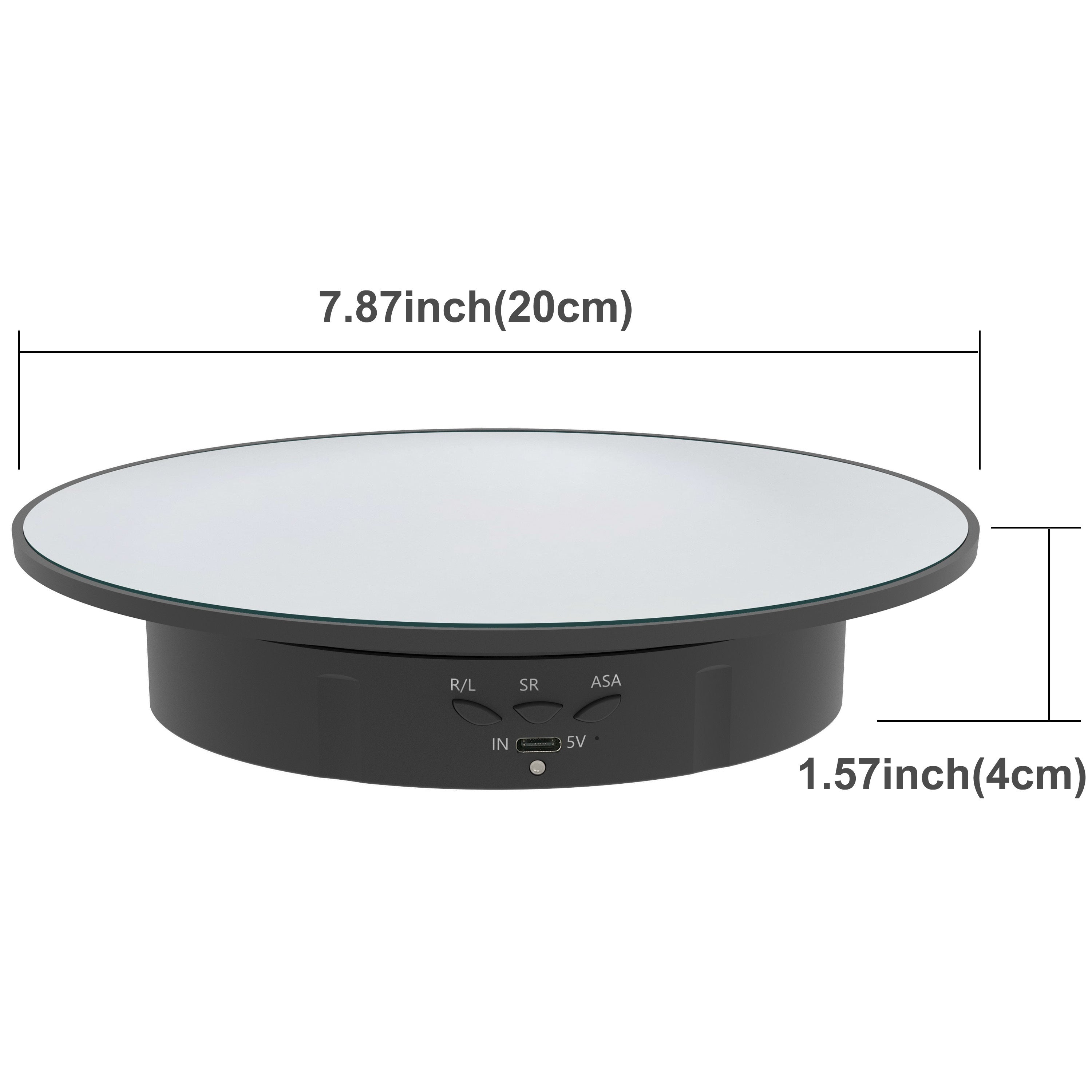 Motorized Rotating Display Stand with 19.99cm Pedestal, 360° Adjustable Speed, 7.71kg Load Capacity for Jewelry Photography and 3D Models