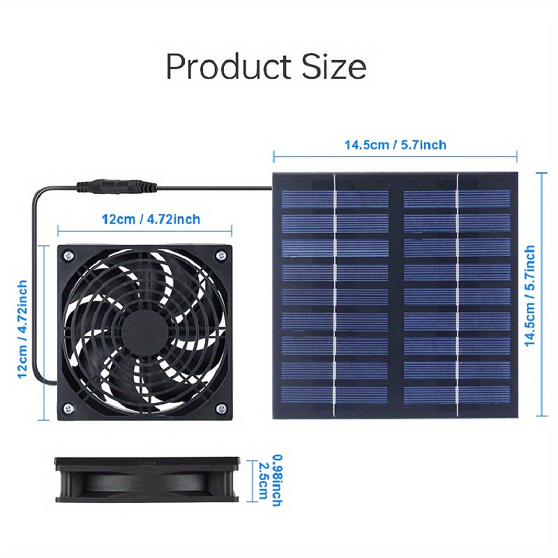 Portable Solar-Powered Fan Kit with 2W9V Panel, Ventilation, and Extension Cord