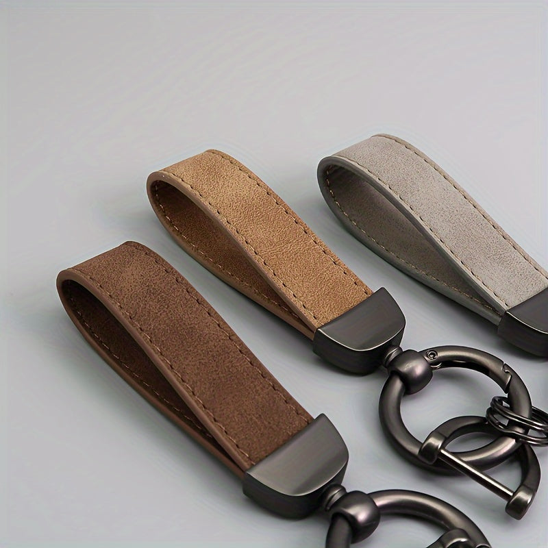 Men's Suede Car Key Chain with PU Leather Anti-Loss Key Holder Gift