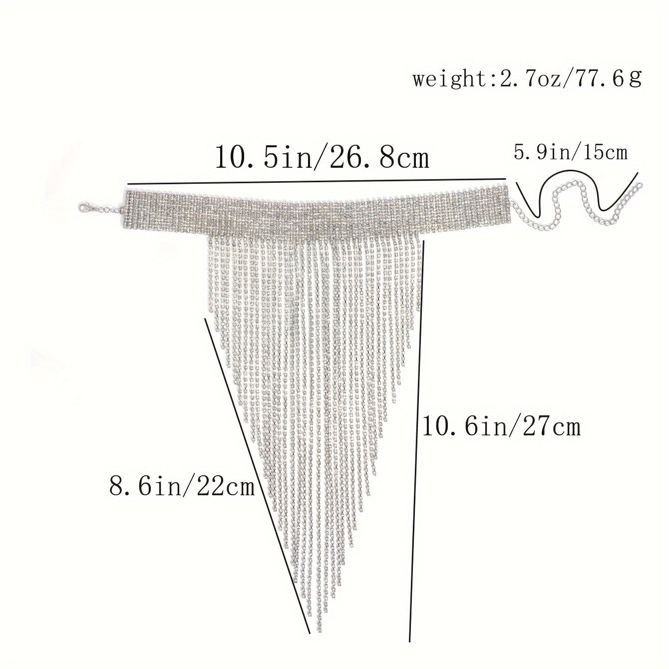 Rhinestone Tassel Necklace for Elegant Party Wear Jewelry for Nightclub Events