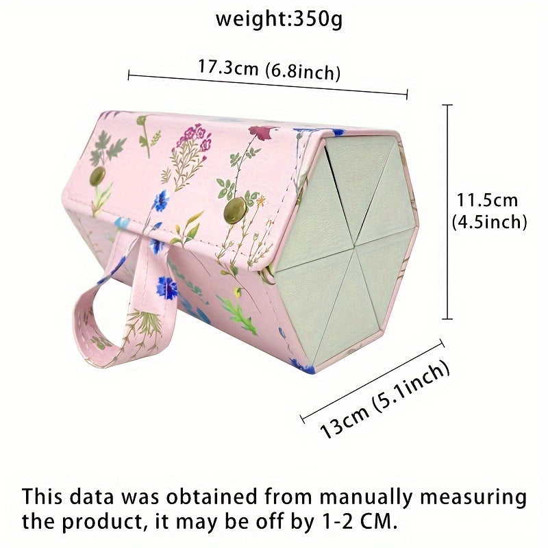 Travel Eyewear Organizer with 6 Slots Foldable Hanging Glasses Storage Box in Retro Floral Design