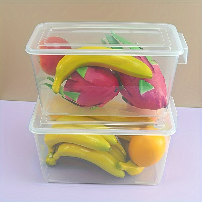 Yirik hajmli shaffof saqlash qutisi, oqib ketmaslik uchun yopiq bilan, tuxum, go‘sht, meva, sabzavot va boshqa oshxona ehtiyojlari uchun ideal. Oshxona tashkilotchisi yoki turli oshxona aksessuarlarini saqlash uchun konteyner sifatida foydalanish mumkin.