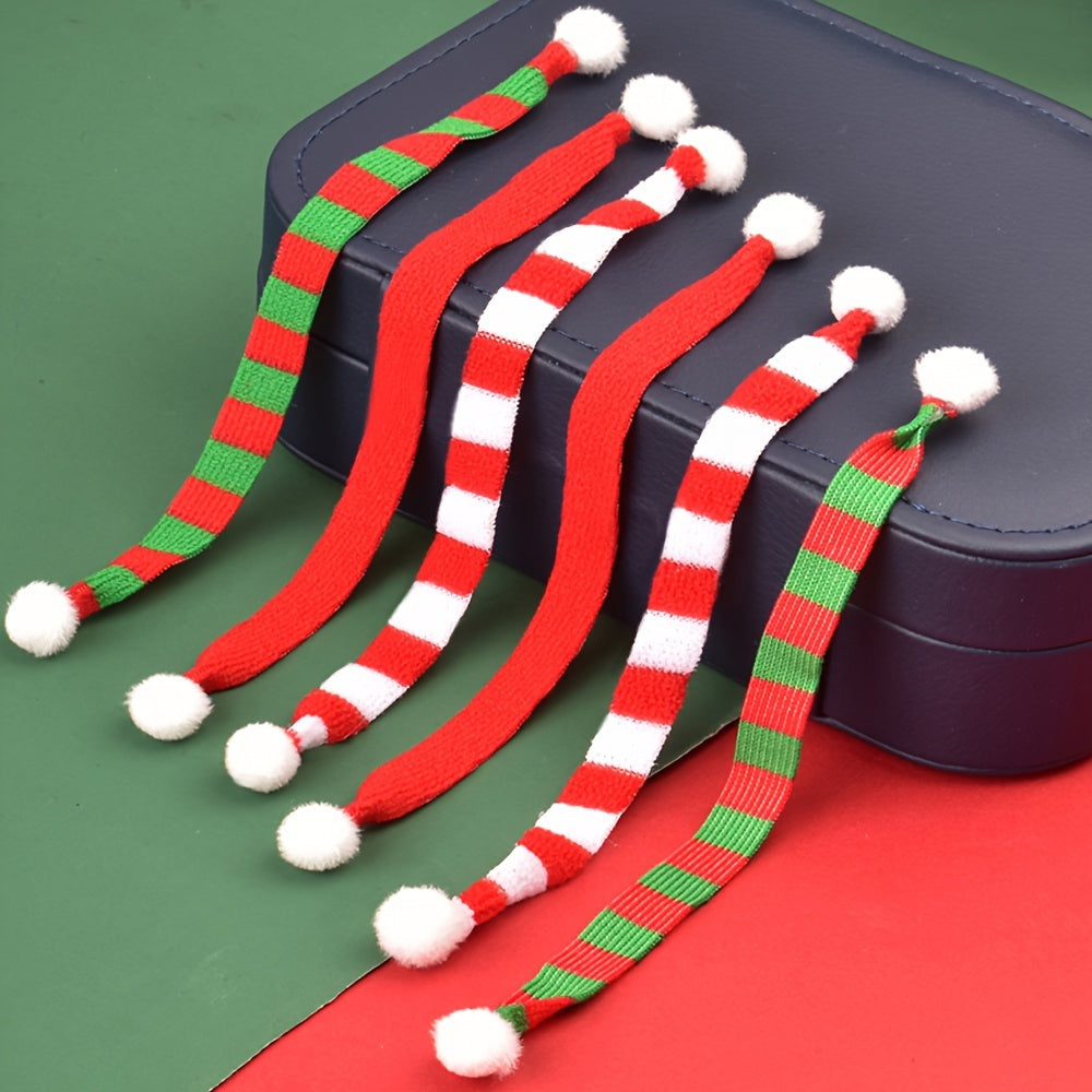 10 шт. Мини-шарфы для вина на Рождество, украшения для рождественской елки, поделки своими руками, шарфы для кукол и рождественские принадлежности.