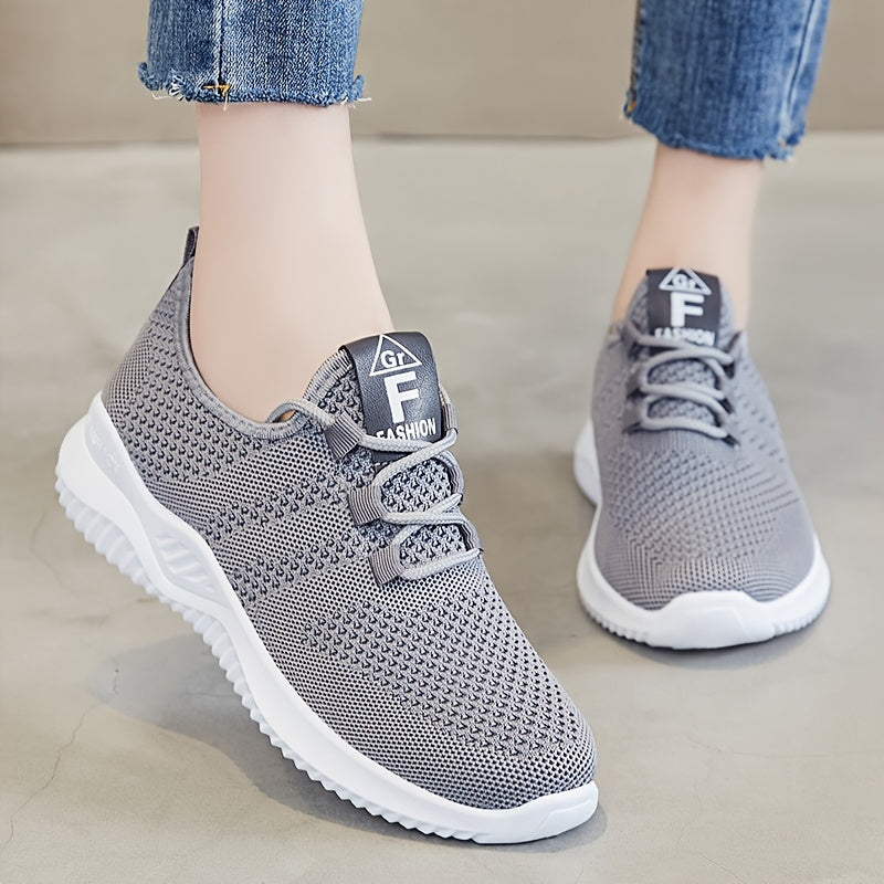 Women's Casual Sneakers Low Top Lace-Up All-Season Solid Color Fabric Upper Rubber Sole