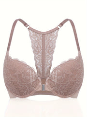 Women's Floral Lace Underwire Bra Seamless Push-Up Lingerie