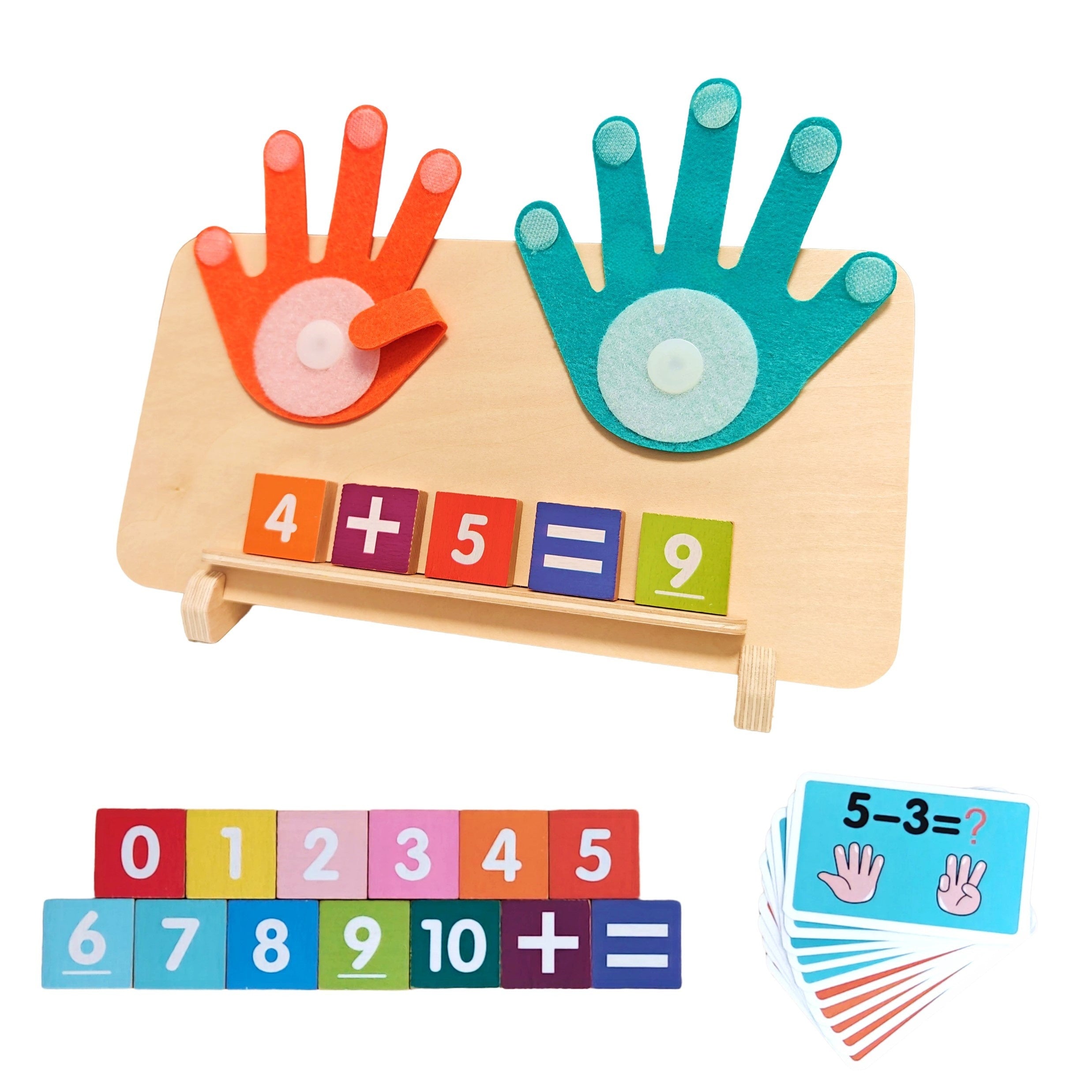 Wooden Finger Math Toy for Kids Educational Counting and Addition Tool Bright Colors
