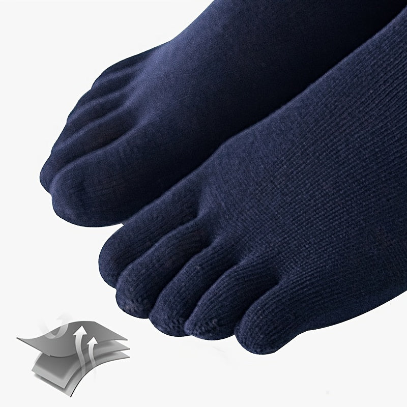 Men's Breathable Toe Socks Sports Novelty Knit Polyester Solid
