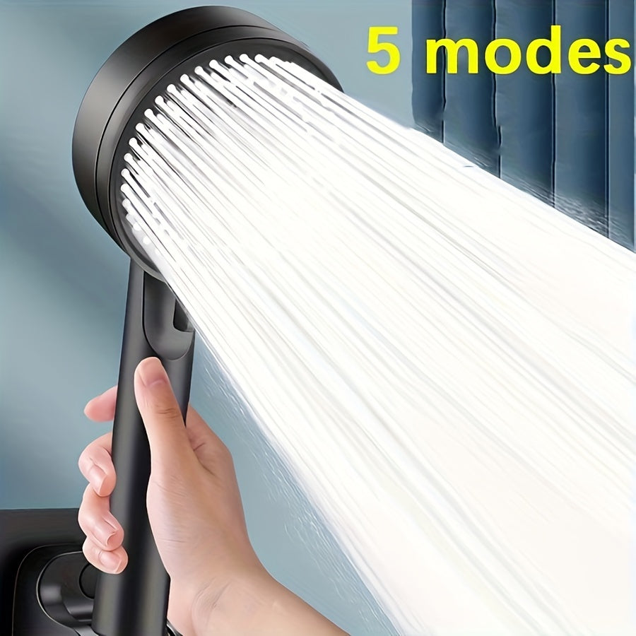 High-Pressure Wall Mounted Shower Head with 5 Modes Plastic Bathroom Fixture