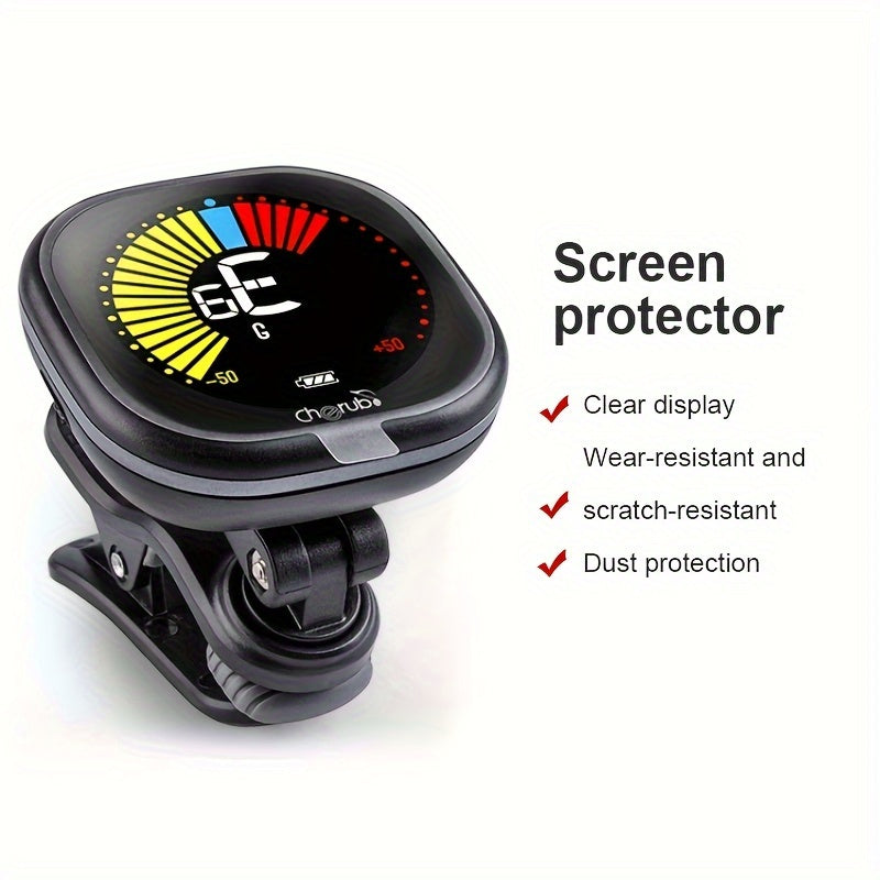 Cherub WST-670 qayta zaryadlanadigan klip-on tuneri, VA rangli ekran bilan, gitara, skripka, ukulele uchun xromatik tunerlash - litiy batareyali ko'p asbobli raqamli tuner