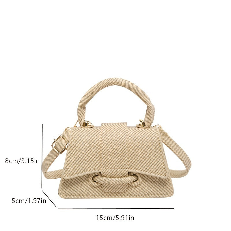 Kahaki, kulrang, pushti, yashil va och jigarrang ranglarda uslubiy mini crossbody sumka, sozlanadigan kamar, magnit yopish va astar bilan. Mustahkam rang, naqsh yoki bosma yo'q, chetlarini tugatish bilan.