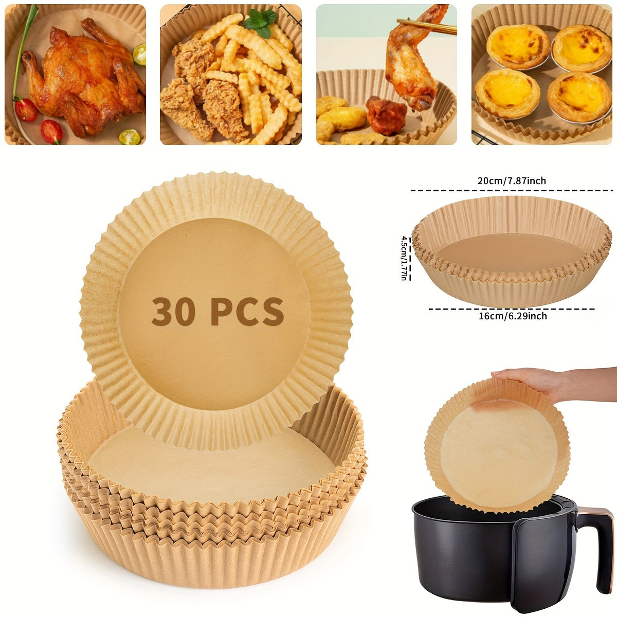 Disposable Round Parchment Paper Liners for Air Fryers 2-8 Qt Non-Stick