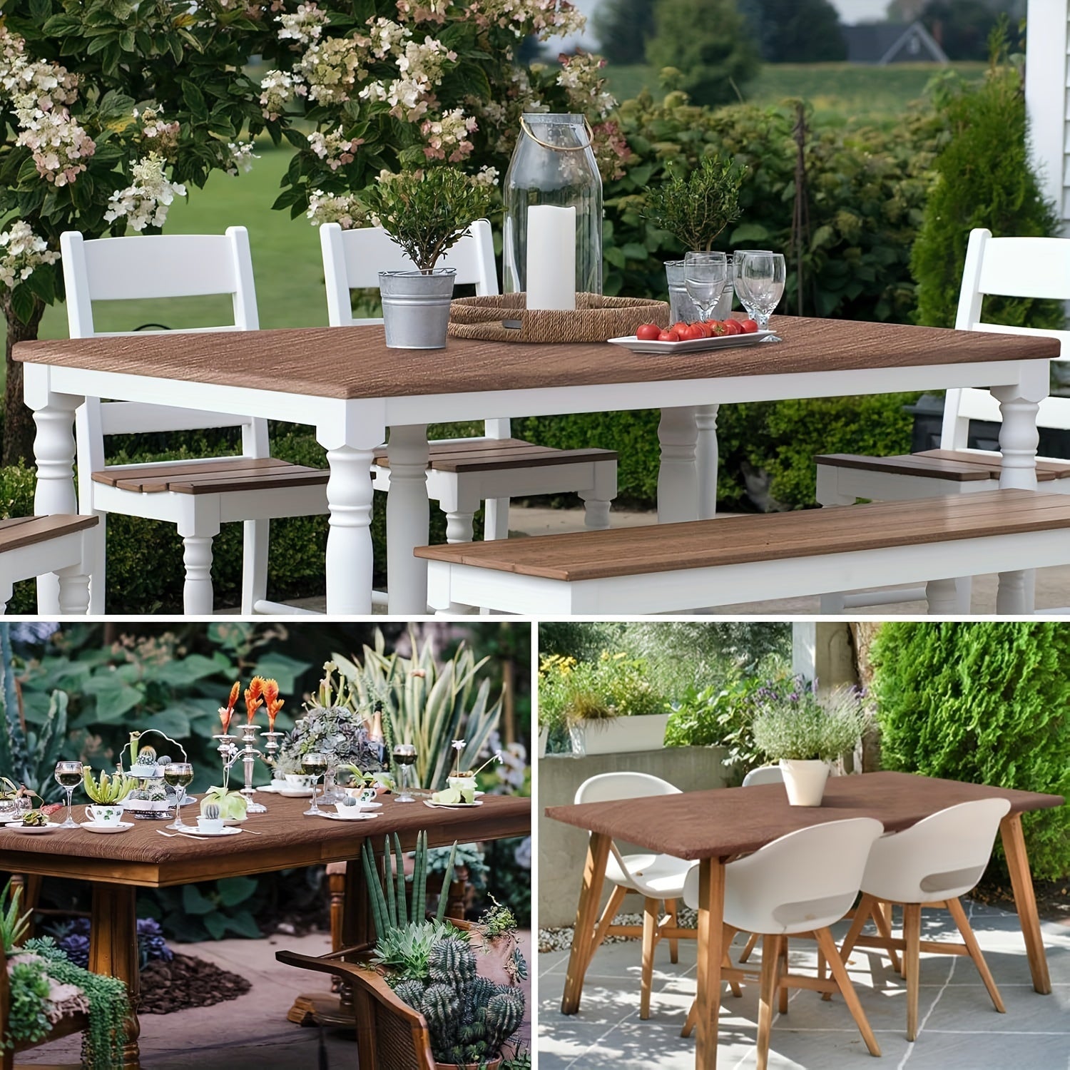 Earth Toned Wood Grain Vinyl Tablecloth Waterproof Indoor Outdoor Picnic Camping Durable