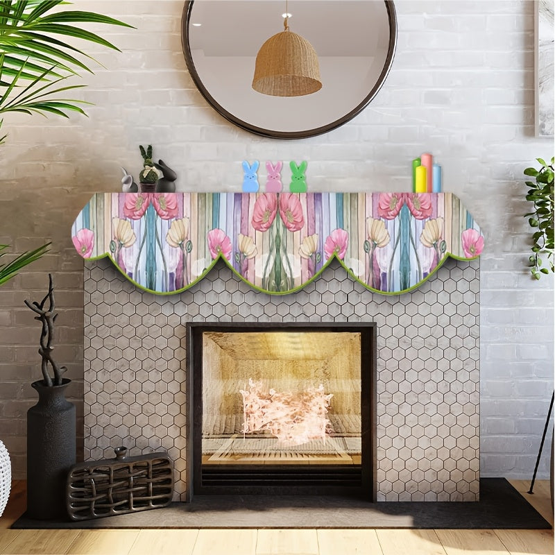 Poliester pechka mantel skarfi gullar dizayni bilan - mavsumiy uy bezaklari uchun mukammal, pechka eshigi oynasiga mos keladi, elektr energiyasi talab qilinmaydi, o'lchami: 49.78 sm x 199.9 sm.