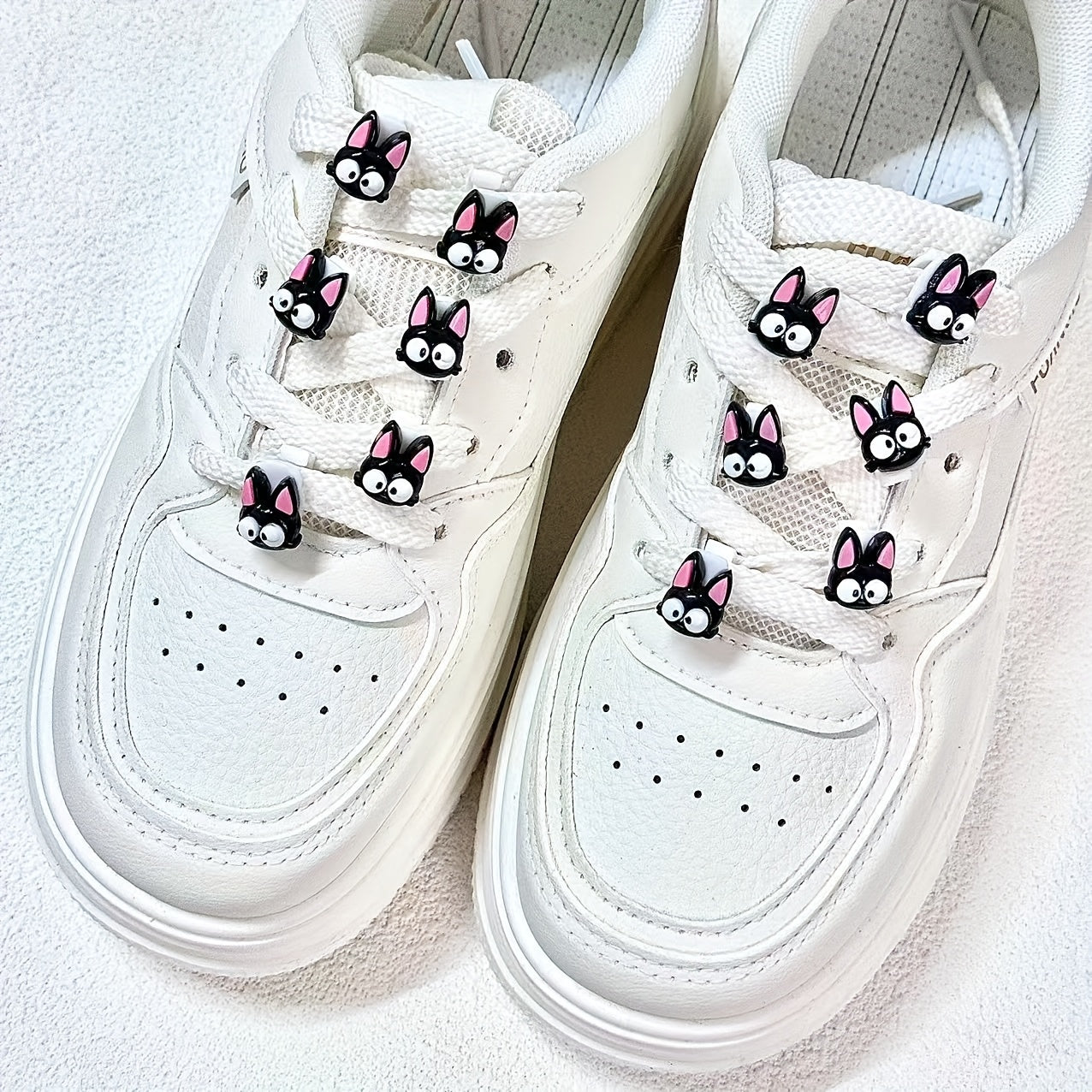 Unisex Black Cat Shoe Buckle Set for Sports Shoes and Laces, Cute Animal Accessories