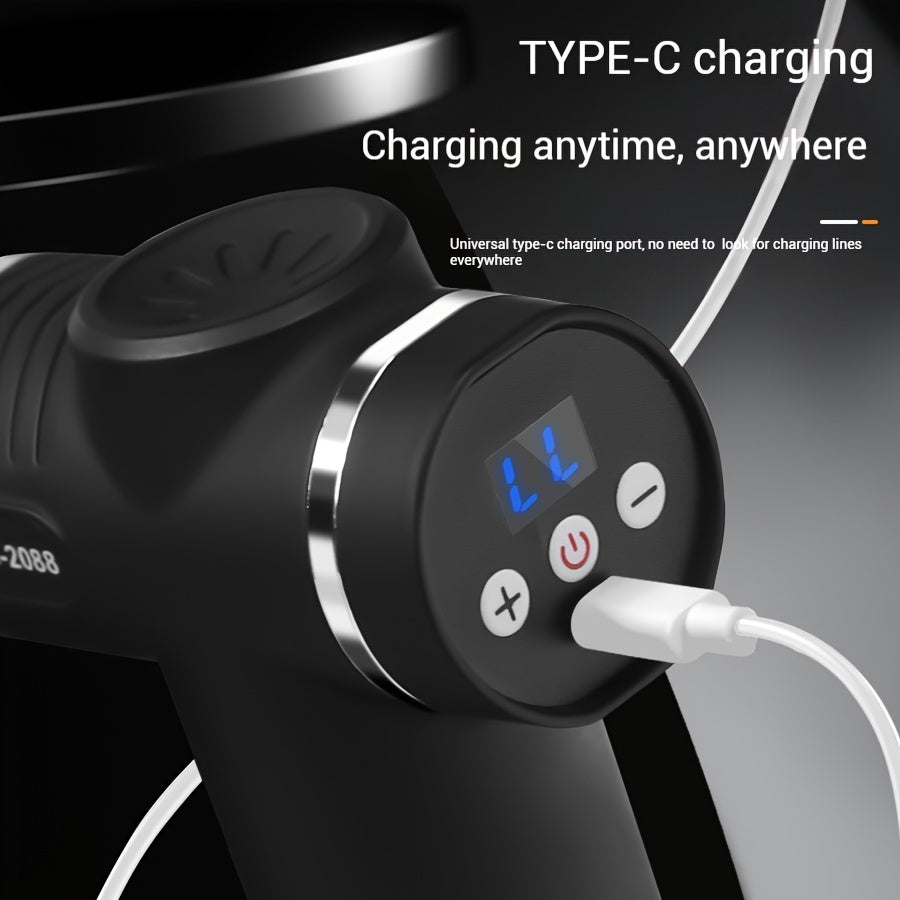 Handheld Percussion Massage Gun with 12 Replacement Heads USB Rechargeable for Athletes and Fitness