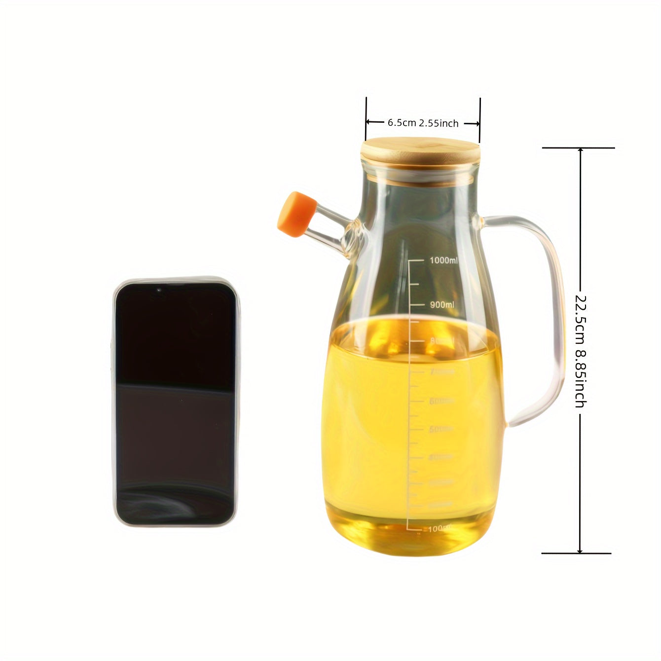 Glass Oil Dispenser with Measurement Markings Hand Wash Only