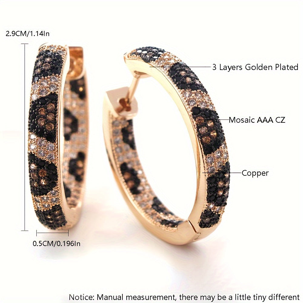 Ayollar uchun Leopard Print Zirconia quloq taqqichlari, misli zargarlik, zamonaviy sovg'a