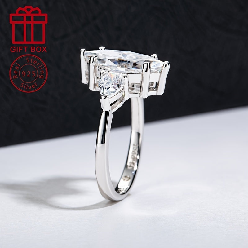 Oltin 3CT Moissanite To'y Halqasi - 925 Sterling Kumushdan tayyorlangan, Ot Ko'z Kesimi bilan, To'ylar va Yubileylarga Ideal, U uchun Ajoyib Sovg'a