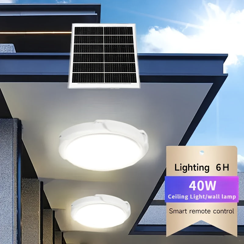40W Solar Wall Light with Remote Control for Outdoor Garden Porch Balcony