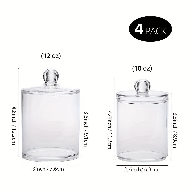 Clear Plastic Storage Jars with Lids for Bathroom Organization Cotton Balls Swabs Pads