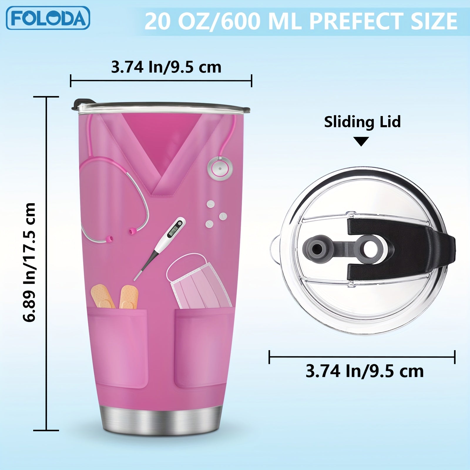 20oz Insulated Stainless Steel Tumbler with Lid for Hot Cold Drinks Travel Outdoor