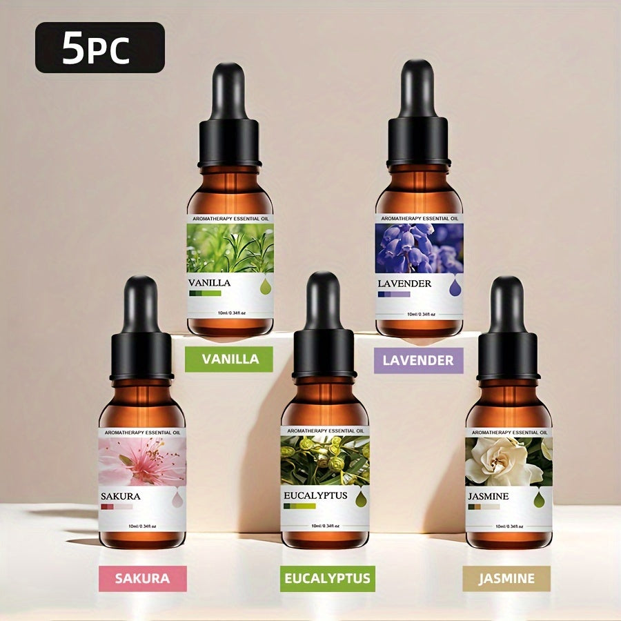 5 ta shisha aromaterapiya asosiy yog'i uchun diffuzorlar, shamlar uchun to'ldirish suyuqligi