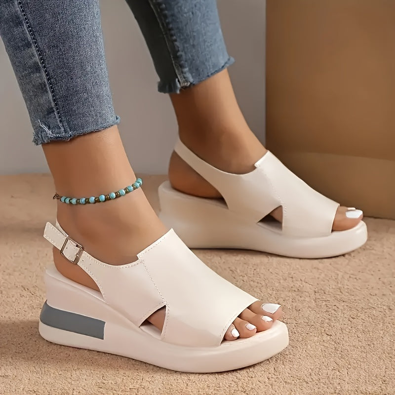 Women's Wedge Sandals Open Toe Ankle Strap Platform Heel Casual Summer