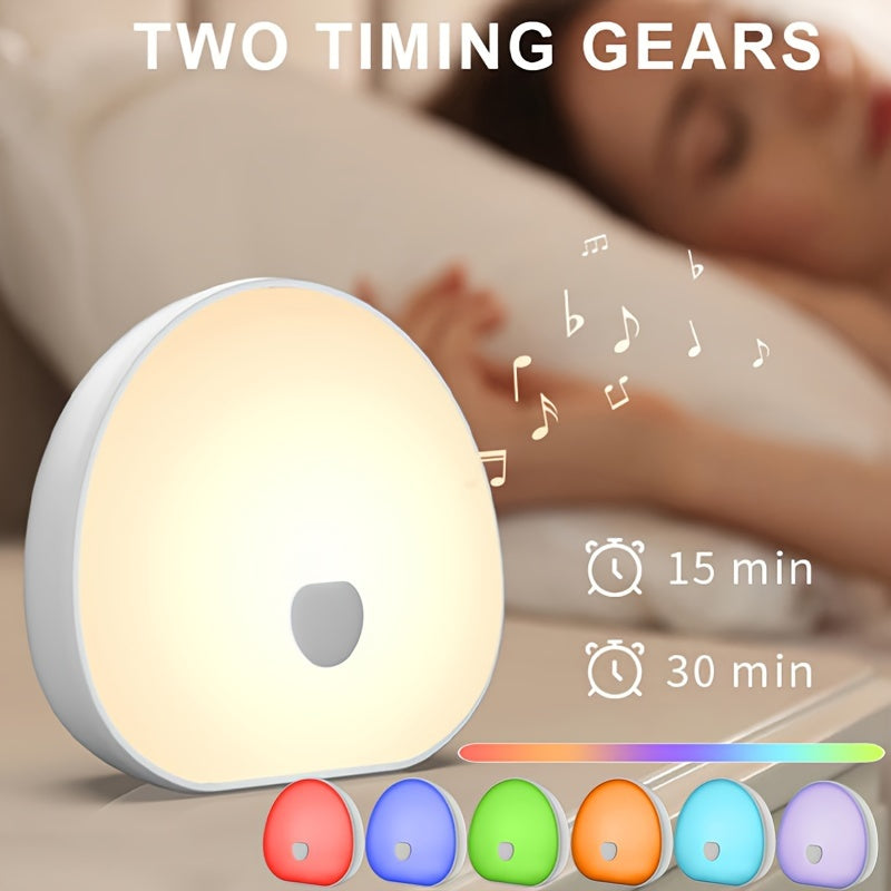 Rechargeable RGB Night Light with White Noise Sound, Color Changing, 2 Timers, USB Port for Relaxing Sleep