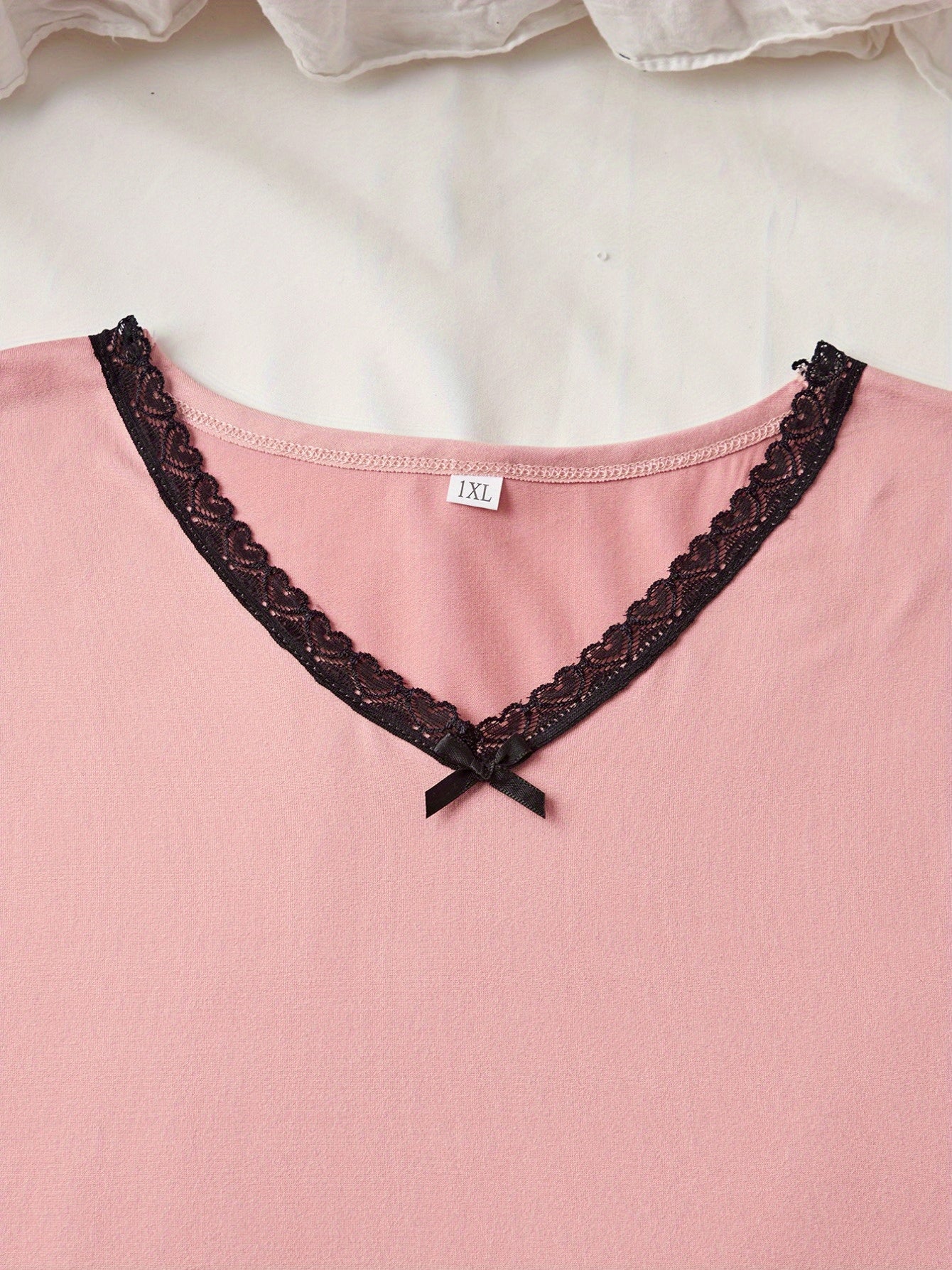 Plus-Size Women's Lace Trim Nightgown Set Casual Home Wear