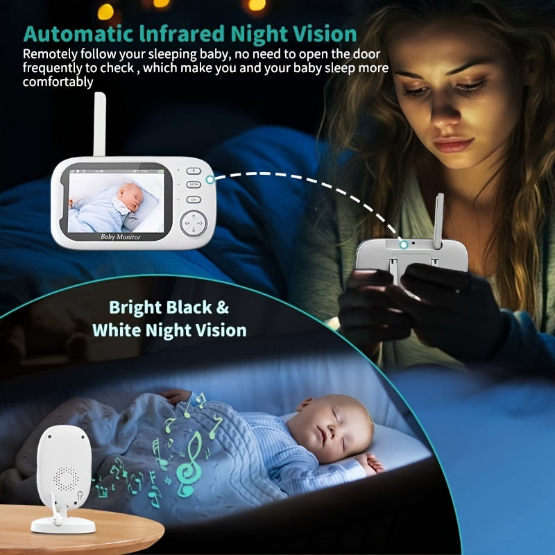 Baby Monitor 720P Camera 8.89cm LCD Wireless Video Night Vision Two-Way Audio