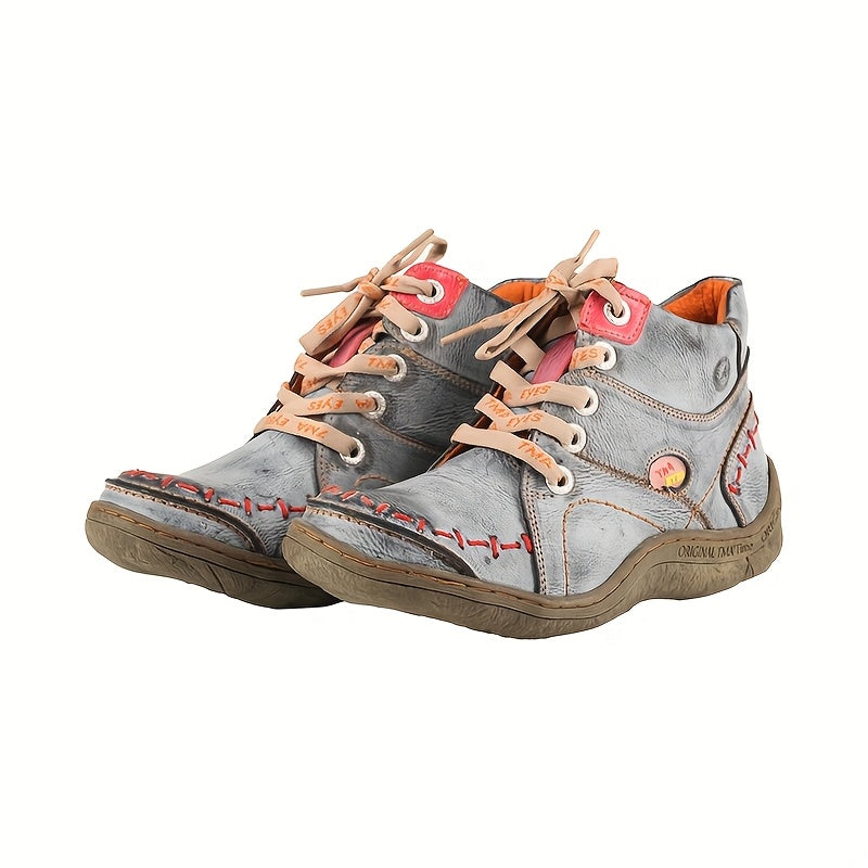 Women's Ankle Boots Leather Casual Flat Heel Zipper Comfort