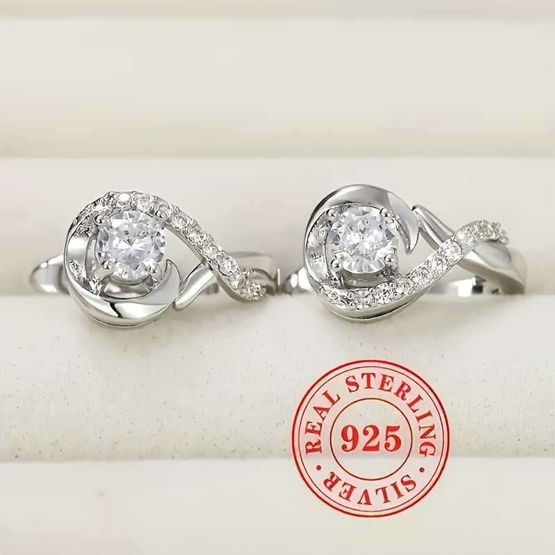 925 Silver Hoop Earrings with Zirconia Hypoallergenic for Weddings Parties and Daily Wear