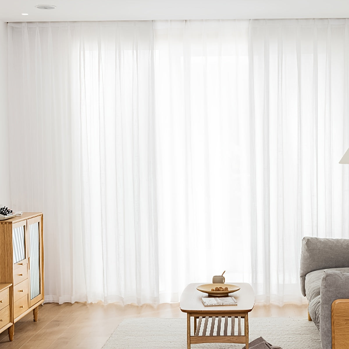 Sheer Curtain with Striped Design Polyester Rod Pocket for Living Room Balcony