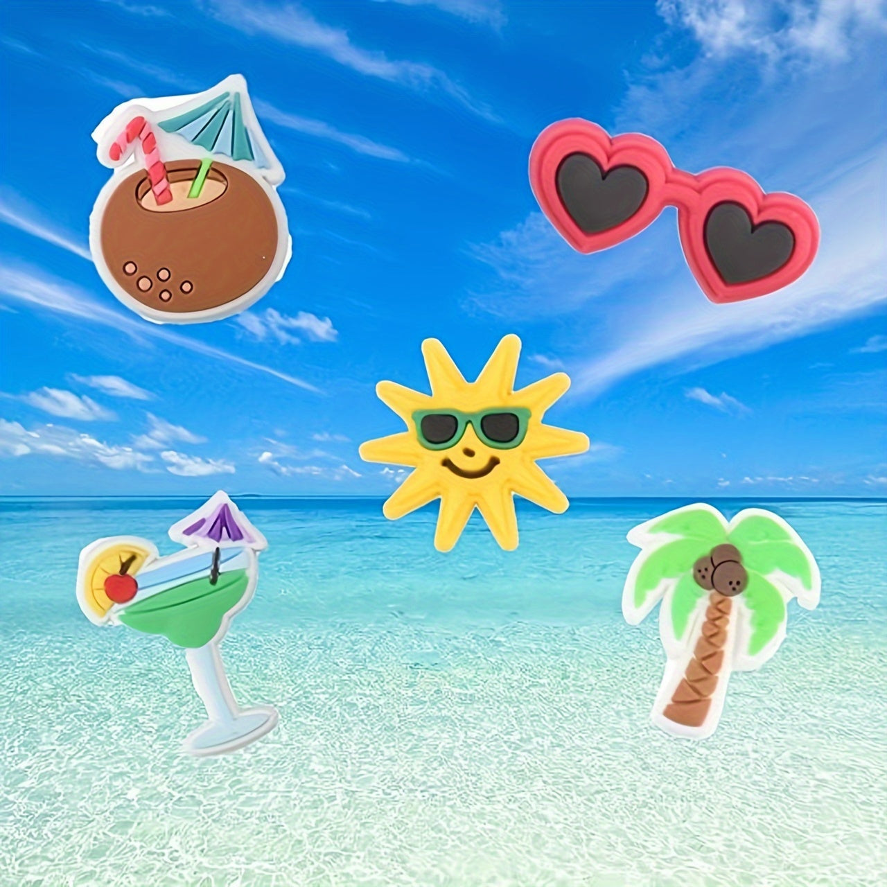 Women Summer Shoe Charms for Clog Slides Beach Sandals 20 Pcs Tropical Accessories