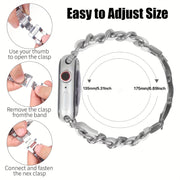 Small Metal Stitched Watch Band Compatible with Apple Watch 38mm 40mm 41mm 42mm 44mm 45mm 46mm 49mm