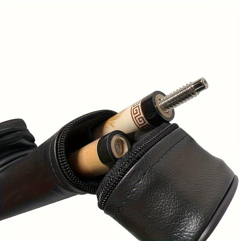 Durable Black PU Billiard Cue Case with 2-Hole Holder and Carrying Bag