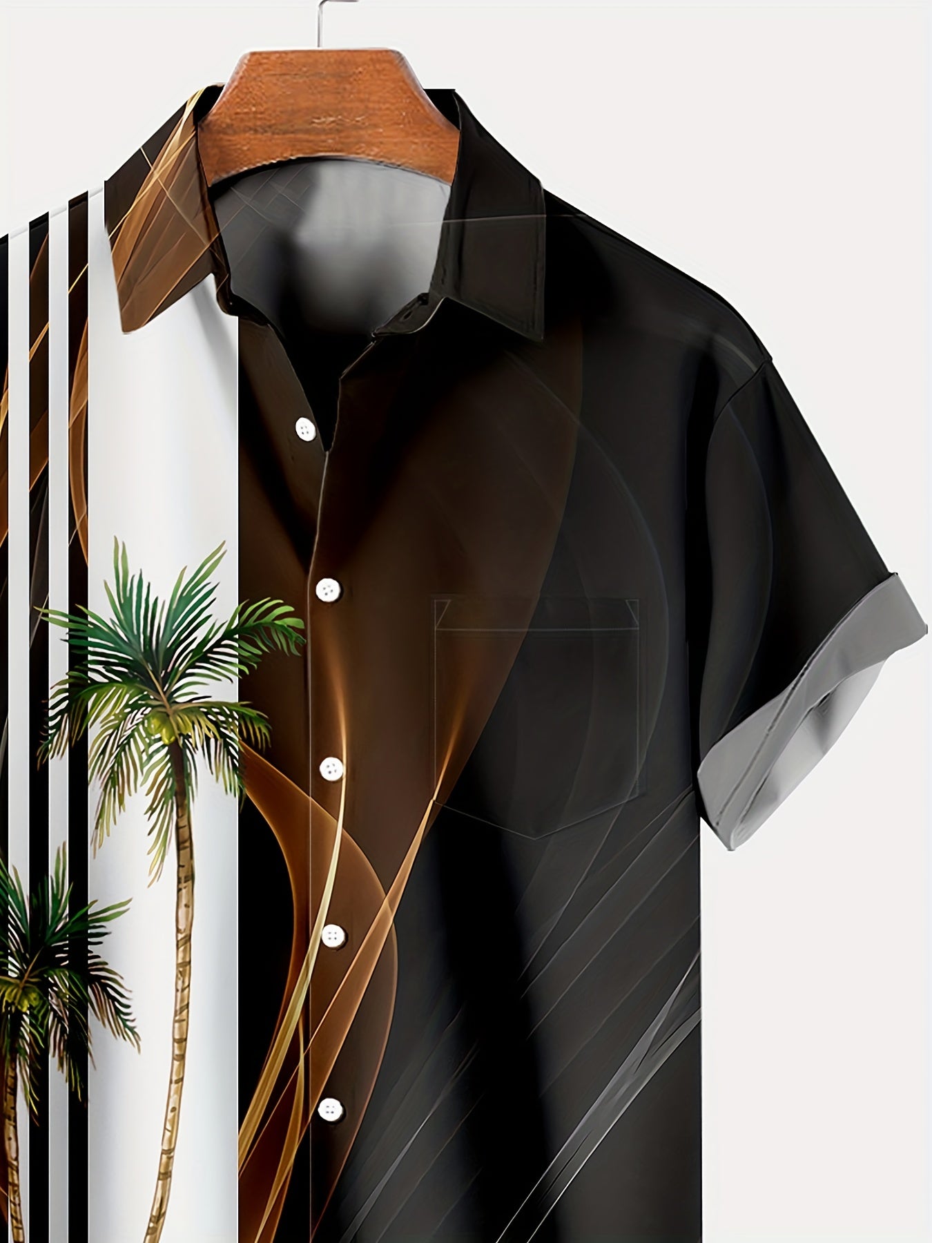 Camisa de vacaciones hawaiana para hombre con diseño de gradiente de palmeras de coco, talla grande