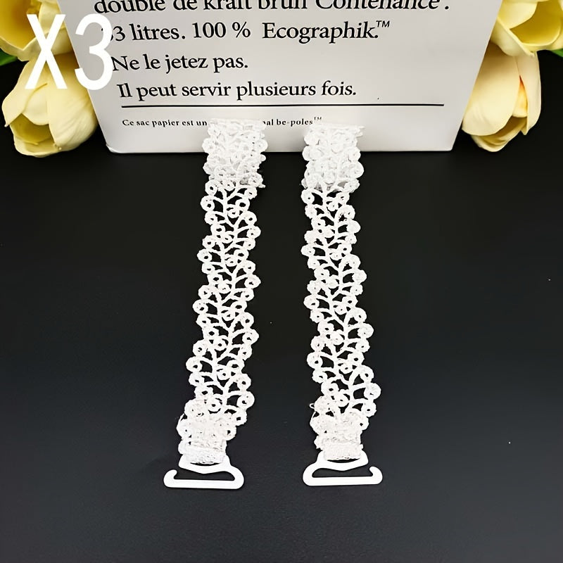 Women's Adjustable Floral Bra Straps in Beige White Black Polyester Lingerie Accessories