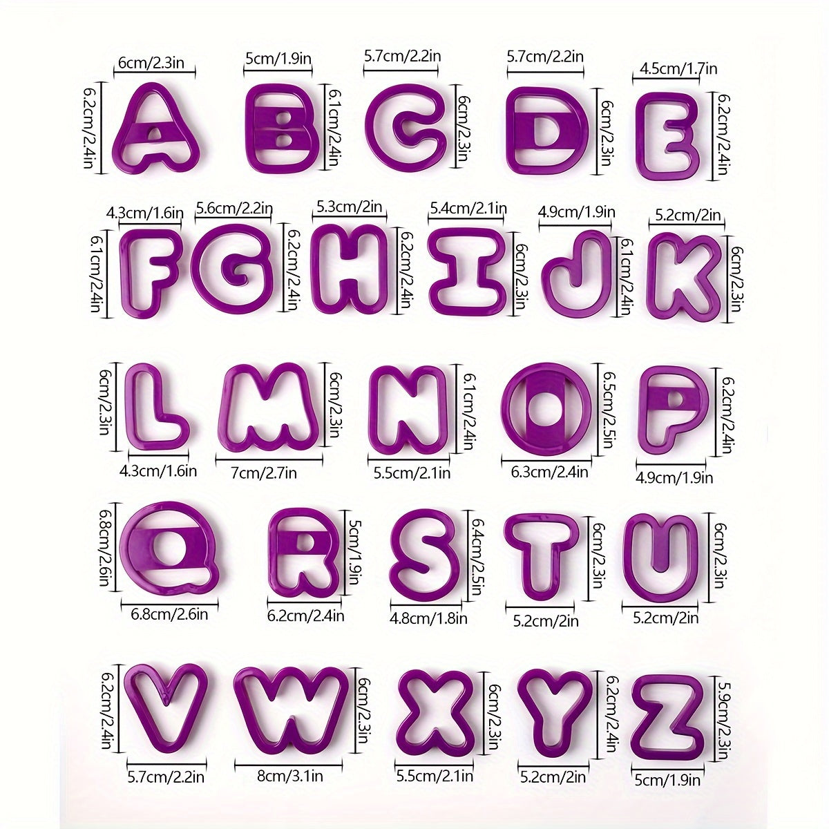 Set of 26 Alphabet Cookie Cutters for Baking and Biscuit Decorating