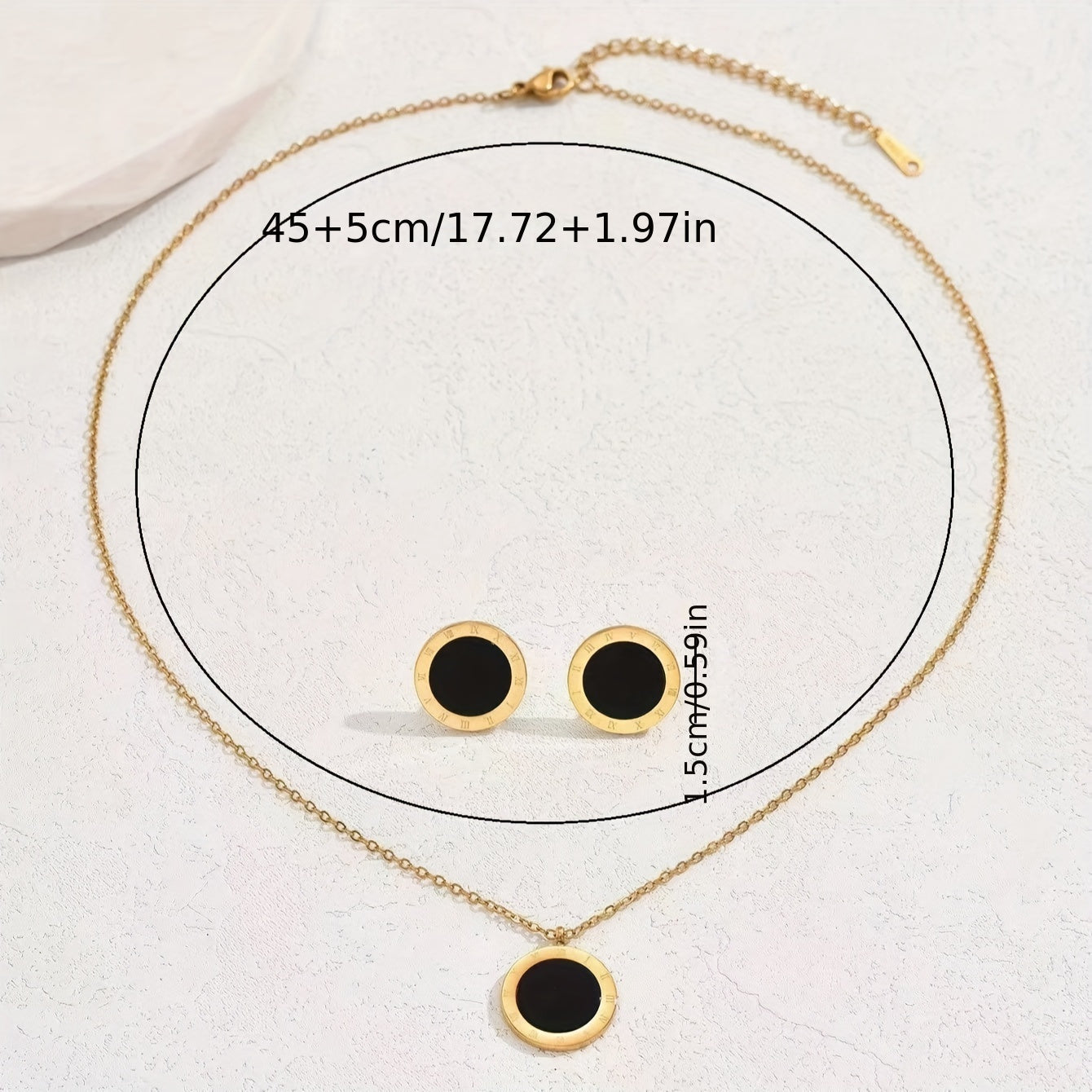 Stainless Steel Gold Earrings and Necklace Set for Men Women Everyday Wear