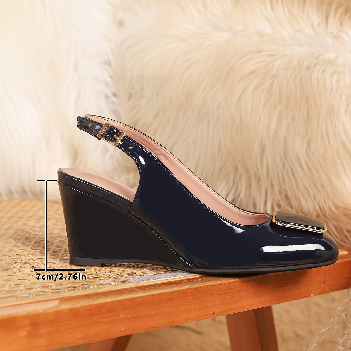 Women's Square Toe Wedge Heels Comfortable Stylish Footwear