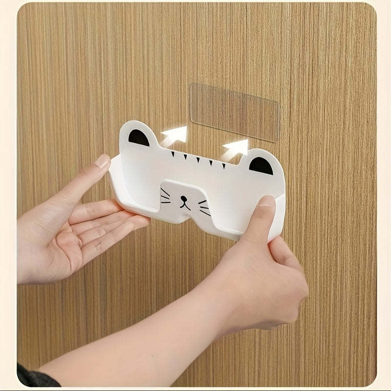 Whimsical Cat Wall Mount Eyeglass Holder Plastic Space-Saving Decor