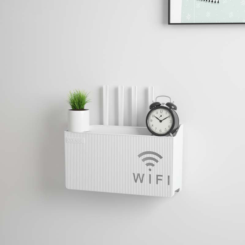 Wireless Router Wall Mount Organizer with Easy-Install Wall Mount and Utility Hooks