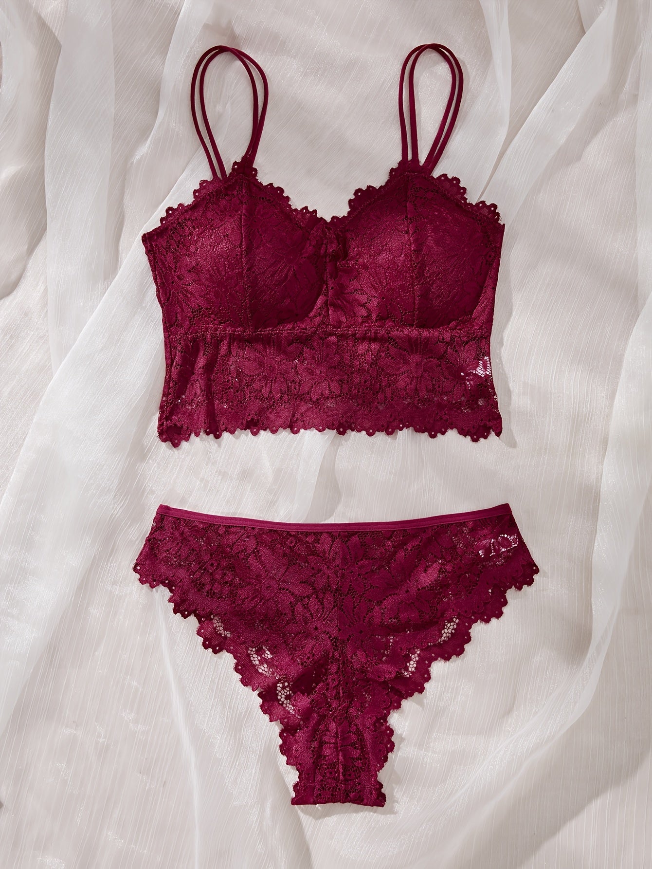 Women’s Lace Sunflower Suspender Lingerie Set No Steel Ring Monochrome