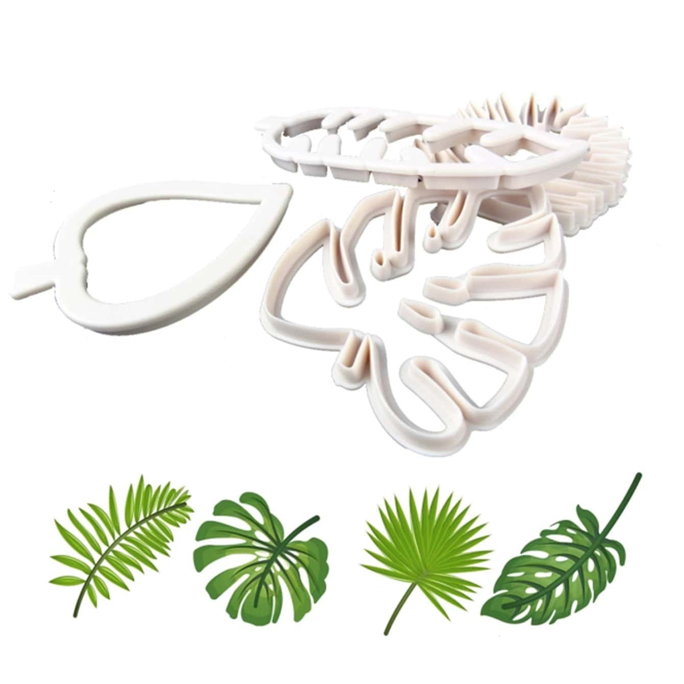 Tropical Leaf Cookie Cutter Set 4 Shapes Agave Monstera Fern Pastry Tools