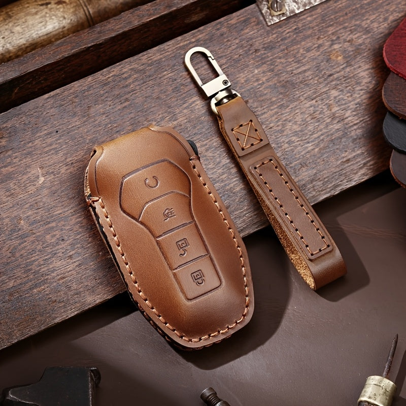 Customized Car Key Fob Cover Leather for SUV Compatible with Multiple Models