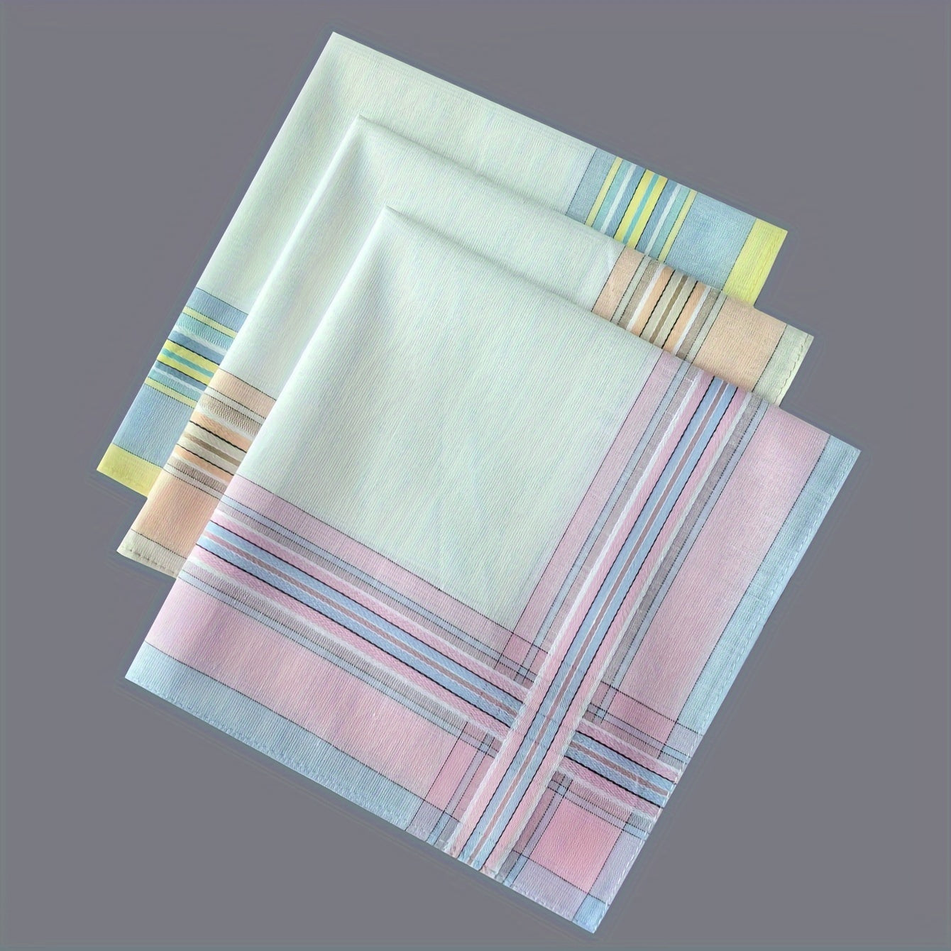Men's Cotton Handkerchiefs 6-Pack Lightweight Striped 28.45cm Soft Absorbent