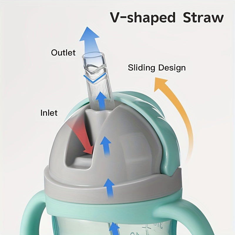 Saidah 350 мл Очаровательная мультяшная поильник с соломинкой - Без BPA, непротекаемая и нескользящая тренировочная бутылка для воды для детей - Доступна в розовом или синем цвете